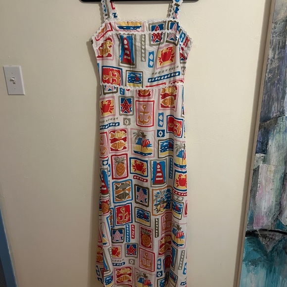 Commense White Maxi Dress with Multicolor Tropical Block Print - Picture 2 of 4